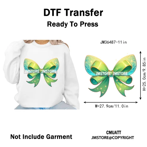 Colorful Princess Vibes Coquette Girly Kids Pastel Bows Printed Decals Iron on DTF Transfer Stickers Ready to Press for Clothes