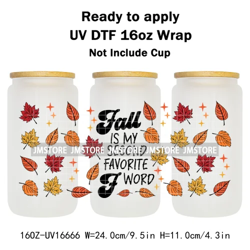 Fall Pumpkin Bow Autumn Girly UV DTF Stickers Ready To Transfer Cup Wrap Custom Labels DIY Craft For Libbey Can Glass Tumblers
