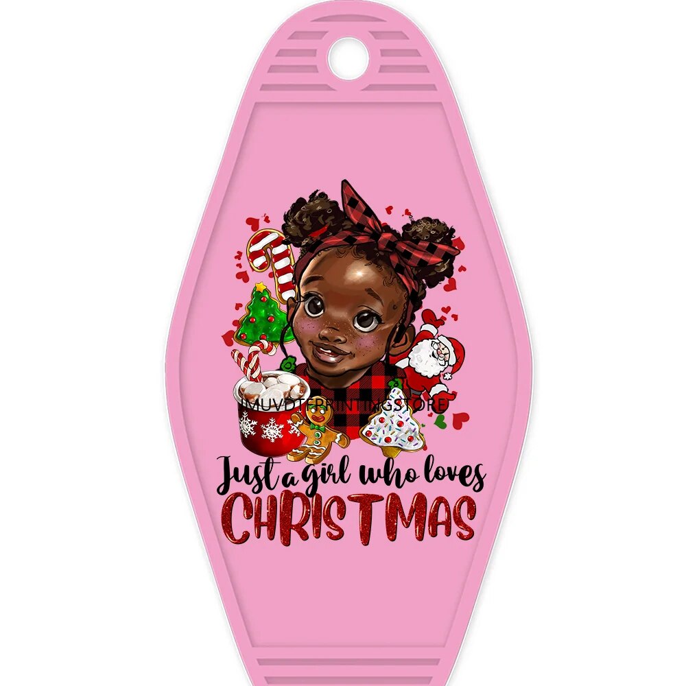 Black Girl Just A Girl Who Loves Fall High Quality WaterProof UV DTF Sticker For Motel Hotel Keychian Merry Christmas Afro Girl