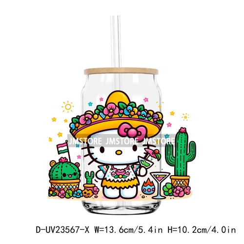 Mexican Mama Fiesta UV DTF Transfer Stickers Decals For Libbey Cold Cups Mugs Tumbler Waterproof DIY Craft Logo Cartoon Princess