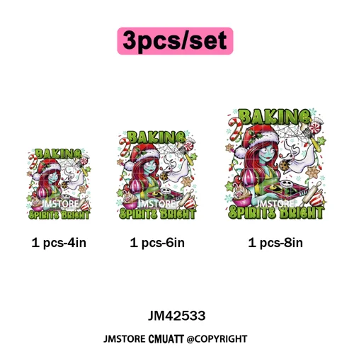 Cartoon Christmas Club Snow Winter Vibes Holly Jolly Santa Iron on DTF Washable Transfers Stickers Ready to Press for Clothing