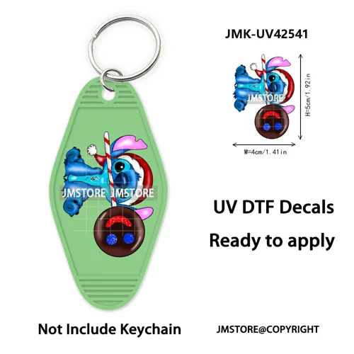 Trendy Christmas Cartoon UV DTF Keychain Wraps Ready To Apply Waterproof High Quality DIY Craft Decals For Hotel Motel Keychain