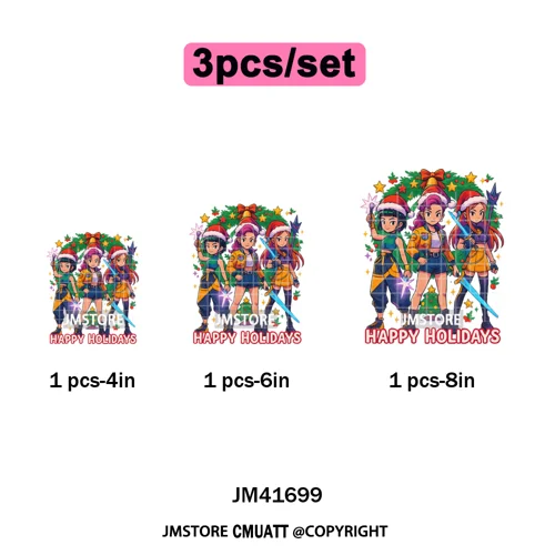 Merry Christmas Kpop Music Band Group Character Xmas Festive Love Iron on DTF Transfers Stickers Ready to Press for Clothes Bags