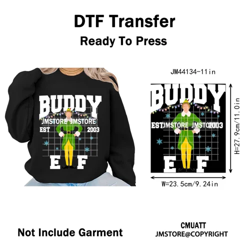 Funny Christmas Movie Quotes Cartoon Characters Santa Iron on Washable DTF Heat Transfer Stickers Ready to Press for Sweatshirts