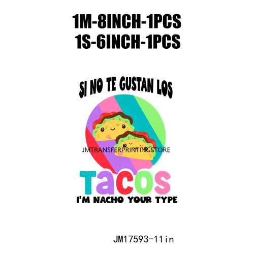 Latin Culture Tacaos Cafecito ChoColatito Pan Dulce Jesus Concha Designs DTF Let's Fiesta Mexican Transfers Stickers For Clothes