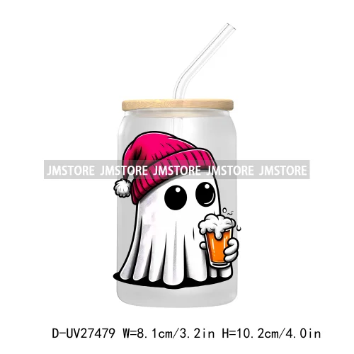 Trick or Teach Ghouls Halloween UV DTF Transfer Stickers Decals For Libbey Cold Cups Mugs Tumbler Waterproof Label Spooky Season