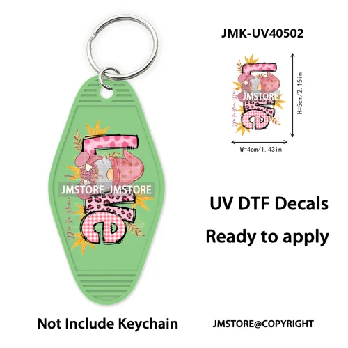 Hello Pumpkin Fall Thanksgiving Gnome UV DTF Motel Keychain Wraps Ready To Apply Waterproof High Quality Hotel Keychain Decals