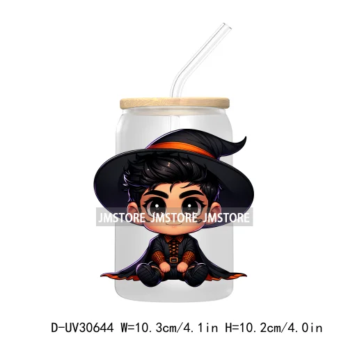 Spooky Cartoon Halloween Characters UV DTF Transfer Stickers Decals For Libbey Cold Cups Mugs Tumbler Waterproof Baby Princess