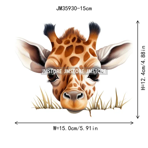 15cm 5.9in Kids Hide-and-seek Animal Iron On Heat Transfer Sticker For Clothes Vinyl Thermal Appliques Washable T-Shirt Decal