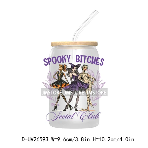 Spooky Witch Halloween UV DTF Transfer Stickers Decals For Libbey Cold Cups Mugs Durable Waterproof Custom Labels Fall Season