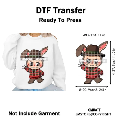 Cute Monster Cartoon Character Spooky Halloween Season Iron on DTF Washable Transfers Stickers Ready to Press for T-shirts Bags