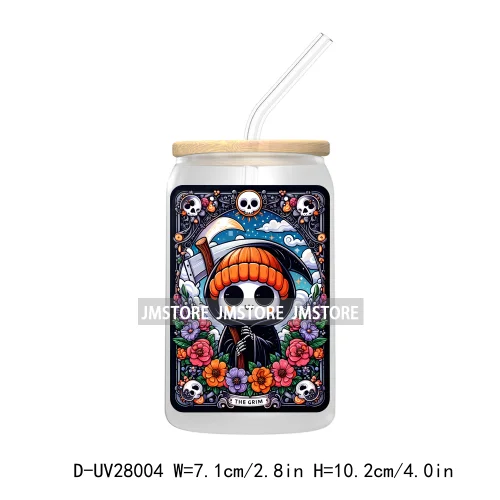 Cute Ghost Tarot Card Halloween UV DTF Transfer Stickers Decals For Libbey Cold Cups Mugs Tumbler Waterproof Craft Spooky Vibes