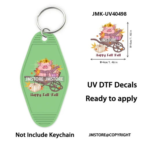 Hello Pumpkin Fall Thanksgiving Gnome UV DTF Motel Keychain Wraps Ready To Apply Waterproof High Quality Hotel Keychain Decals