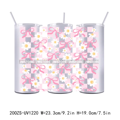 Coquette Bow Flowers Book Lover UV DTF Tumbler Wraps Durable Ready To Apply Transfer Stickers For 20OZ Straight Skinny Tumblers