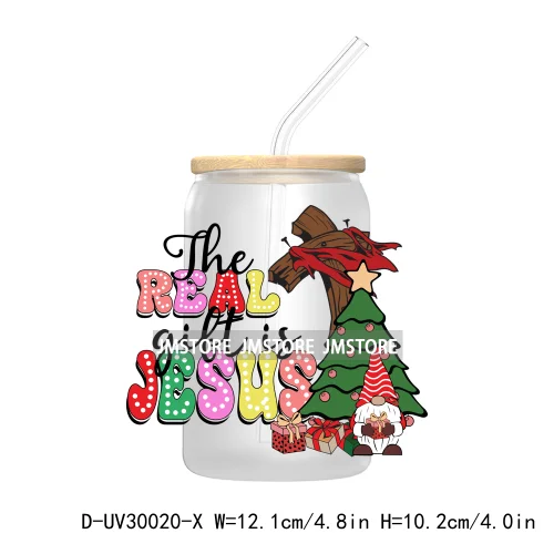 Christmas Cookie Baking Crew Gingerbread Man UV DTF Transfer Sticker Decal For Libbey Cold Cup Mug Tumbler Jesus Christmas Cross