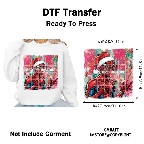 Funny Brushstroke Bubble Cartoon Christmas Killer Movie Xmas Iron on DTF Washable Transfers Stickers Ready to Press for Textiles