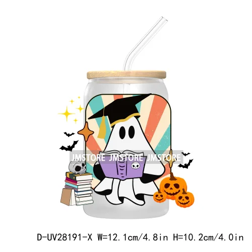 Spooky Ghost Boo Halloween Tis The Season UV DTF Transfer Stickers Decals For Libbey Cold Cup Mugs Tumbler Waterproof Book Ghoul