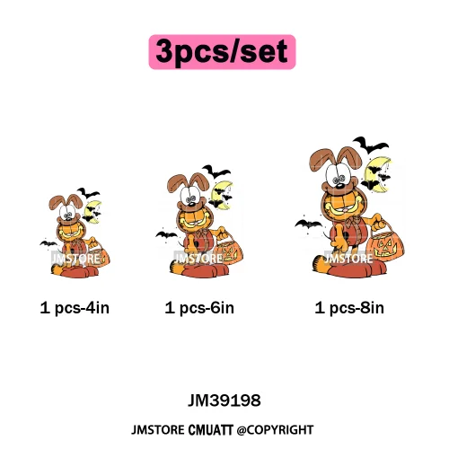 Funny Halloween Spooky Vibes Cartoon Characters Pumpkin Iron on DTF Washable Transfers Stickers Ready to Press for T-shirts Bags