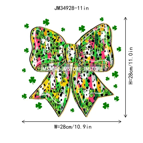 Feeling Lucky Vibes Coquette Shamrock Irish St Patrick's Day Iron On DTF Heat Transfers Stickers Ready To Press For T-shirts Bags