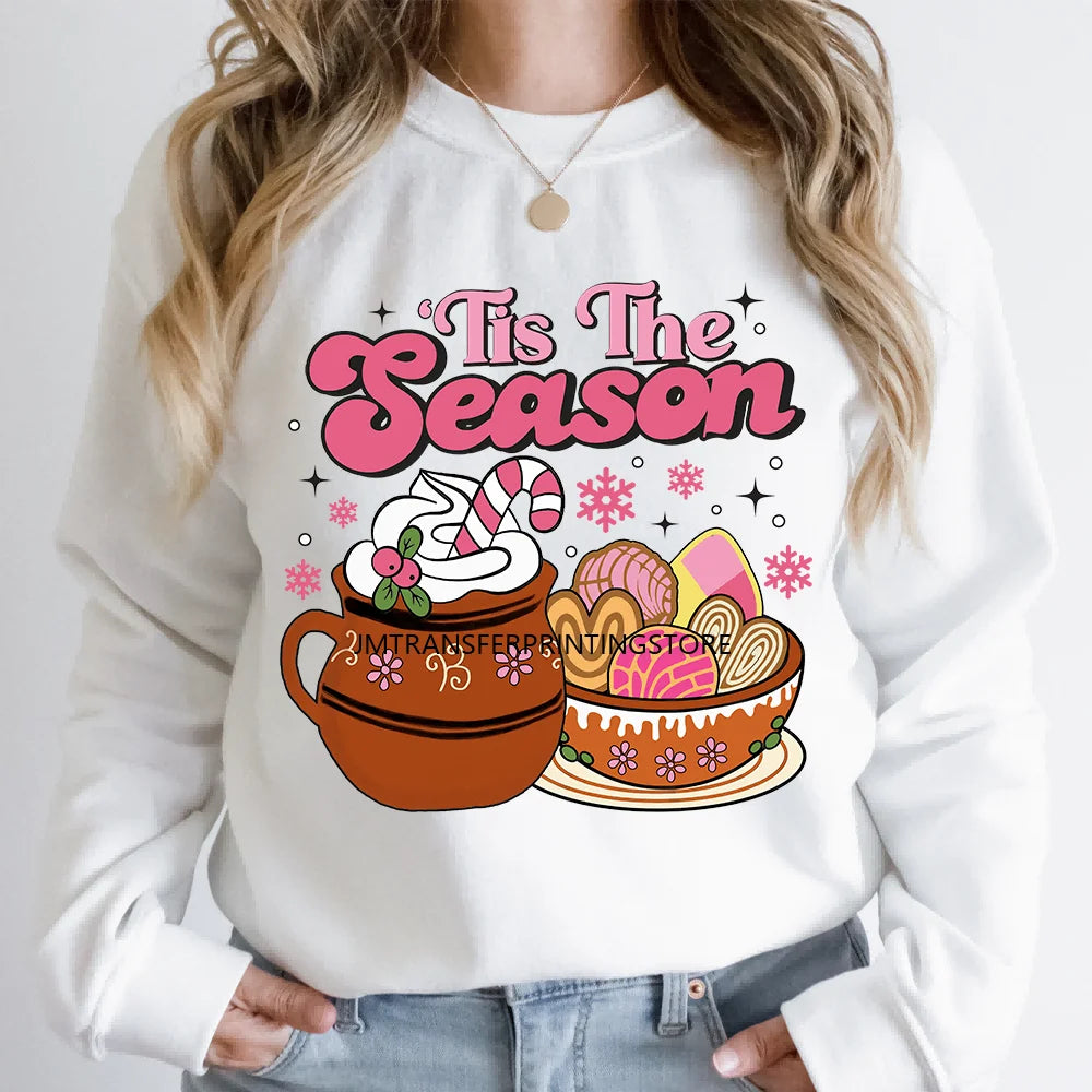 Preppy Christmas Festive Boys Girls Movie Xmas Gift Food Light Iron on DTF Washable Transfer Stickers Ready to Press for Clothes