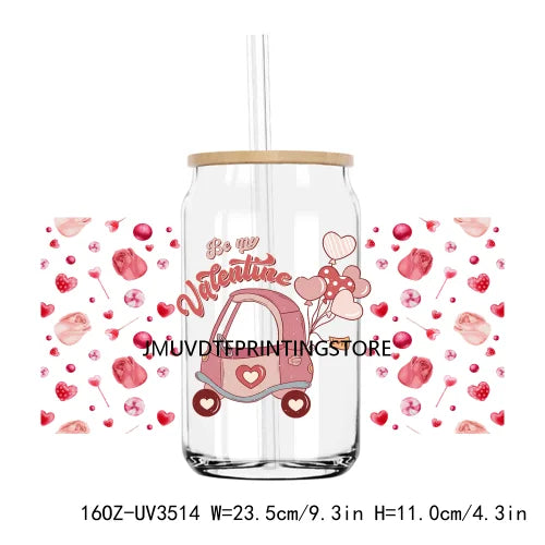 Valentine's Day Skull Skeletion Flower UV DTF Sticker For 16OZ Libbey Glass Cup Can Wrap Transfer Sticker Custom Labels DIY Logo