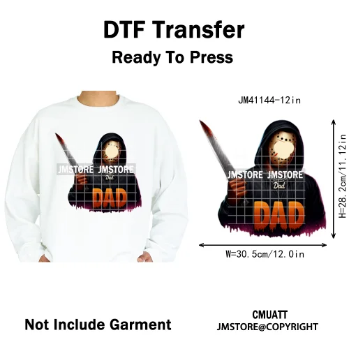 Halloween Spooky Afro Dad Scary Movie Smoking Character Costume Design Iron on DTF Transfer Stickers Ready to Press for Clothing