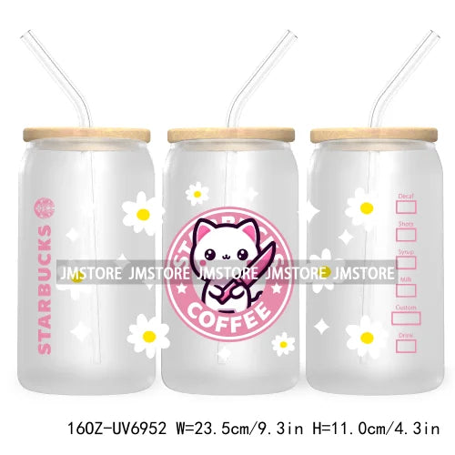 Cartoon Mouse Princess Friends 16OZ UV DTF Cup Wrap Transfers Stickers For Libbey Glass Can Cups Tumbler Waterproof Craft