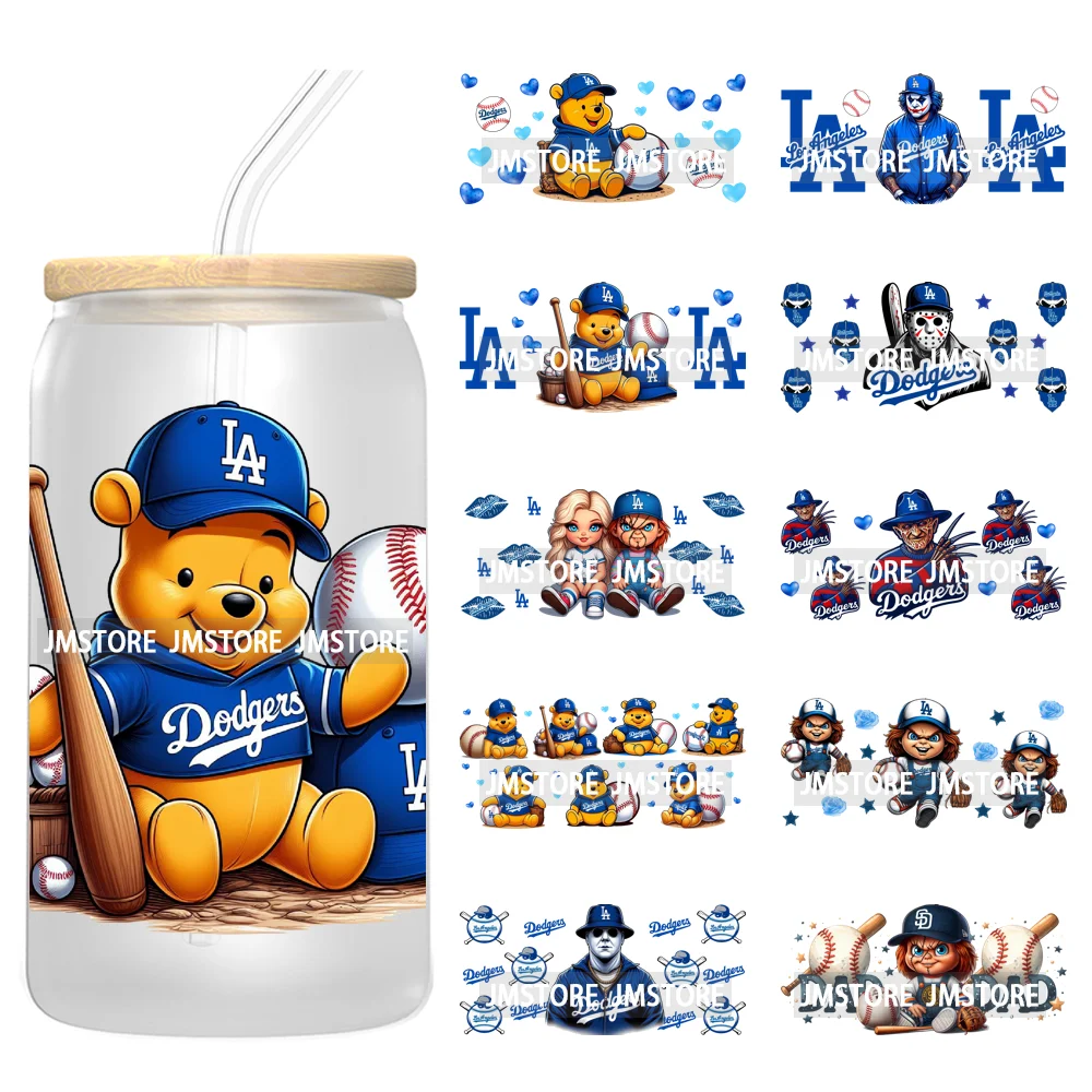 Baseball Sport Cartoon Characters UV DTF Wraps Transfer Sticker Ready To Apply Waterproof Logo For 16OZ Libbey Glass Can Tumbler