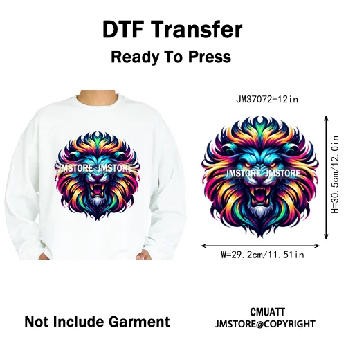 12in Urban Gangster Rich Money Lion Beats Shark Vibes Iron on DTF Thermal Transfers Stickers Ready to Press for T-shirts Bags