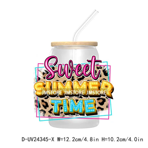 Sweet Summer Time UV DTF Transfer Sticker Decals For Libbey Glass Cold Cups Mugs Tumbler Custom Waterproof DIY Labels Watermelon