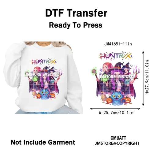 Stay Spooky Ghost Halloween Cartoon Hunters Kpop Band Group Iron on DTF Washable Transfers Stickers Ready to Press for Clothing