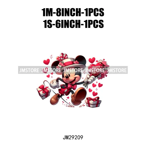 Happy Valentine's Day Cartoon Character Mouse Animal Cupid Love Heart DTF Iron On Transfers Stickers Ready To Press For T-shirts