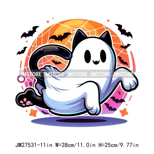 Cute Boo Howdy Floral Ghouls Animal Pumpkin Halloween Decal Logos DTF Iron On Transfers Stickers Ready To Press For T-shirts