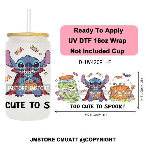 Mouse Halloween Villain Girly Cartoon Princess 16OZ UV DTF Cup Wraps Ready To Apply Transfer Stickers For Libbey Glass Can Mugs