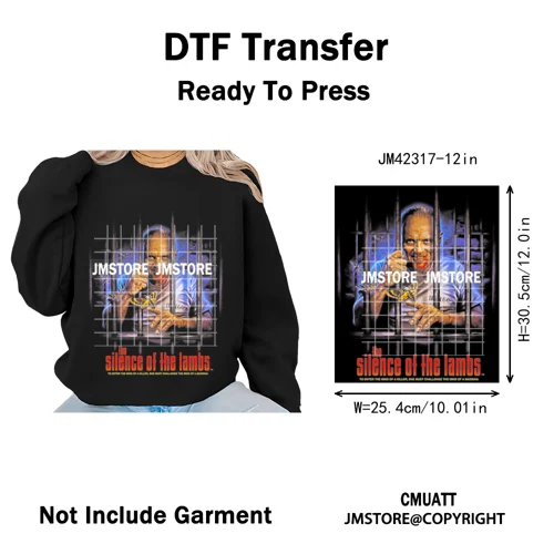 12in Retro Halftone Movie Halloween Spooky Popular Shows Iron on DTF Washable Transfers Stickers Ready to Press for Hoodies