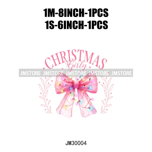 Coquette Pink Girly Christmas Vibes Book Just Waiting For Christmas Iron On DTF Transfer Stickers Ready To Press For Hoodies Bag