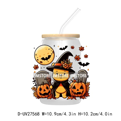 Cartoon Couple Halloween Scary Pumpkin UV DTF Transfer Sticker Decals For Libbey Cold Cup Mug Tumbler Nightmare Before Christmas