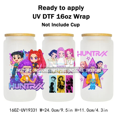 Demon Hunter Merch Derpy Tiger 16OZ UV DTF Cup Wraps Ready To Apply Waterproof Transfer Stickers For Libbey Glass Can Kpop Girls