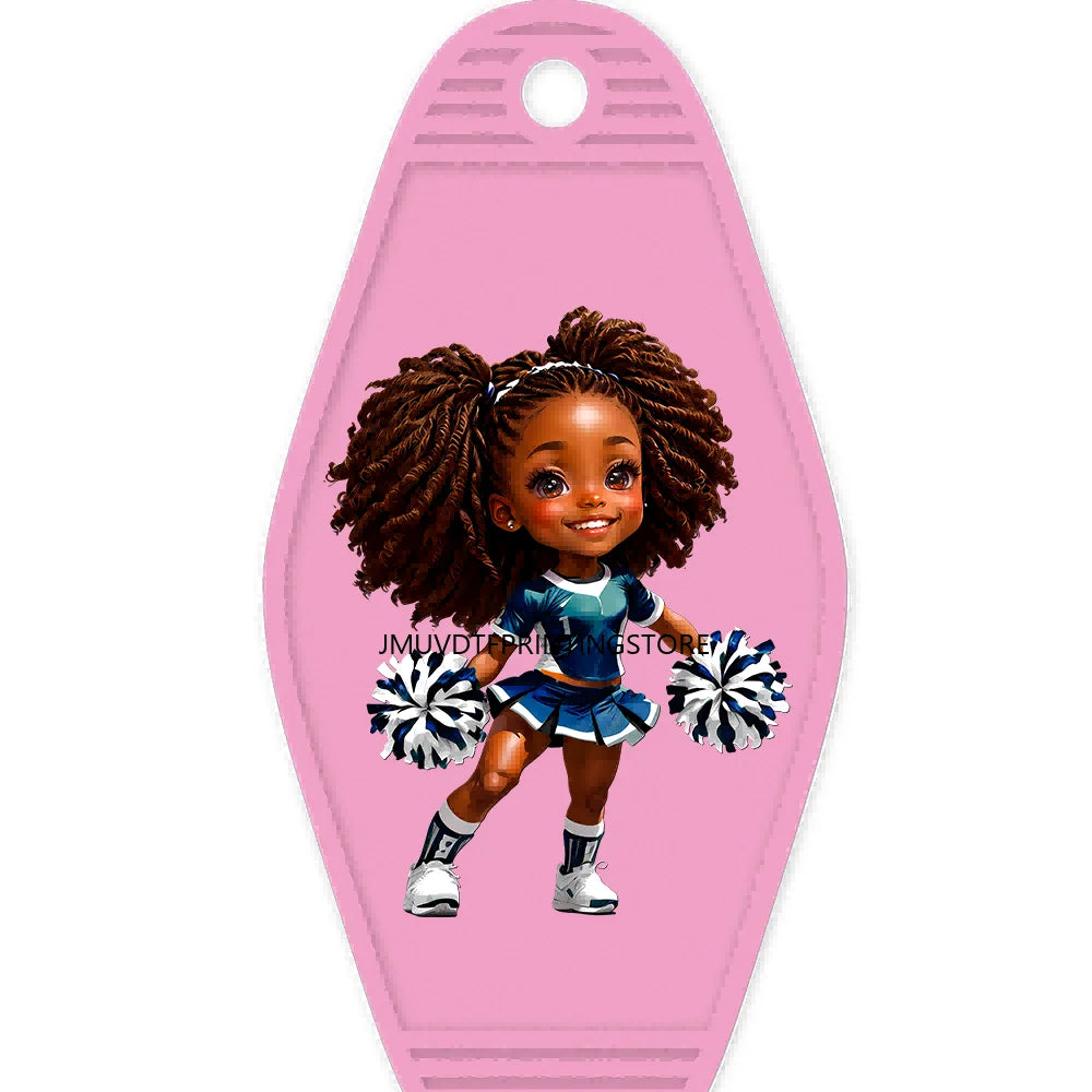 Sport Football Player High Quality WaterProof UV DTF Sticker For Motel Hotel Keychain Black Afro Girls