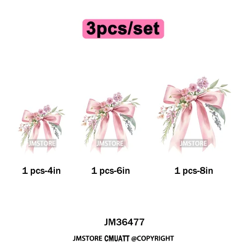 Floral Love Season Coquette Bow Wedding Party Vibes Decals Iron on DTF Washable Transfers Stickers Ready to Press for Dresses