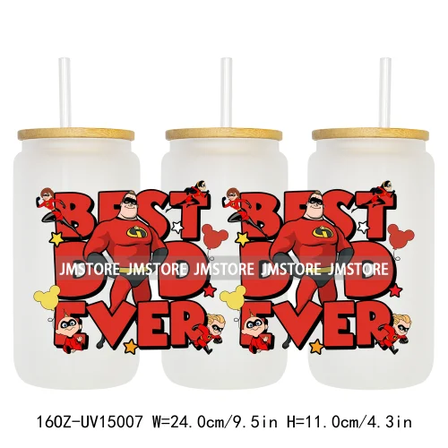 Best Dad Ever Father's Day UV DTF Stickers Ready to Transfer Cup Wrap Custom Labels DIY Craft For Libbey Can Glass Tumblers Mugs