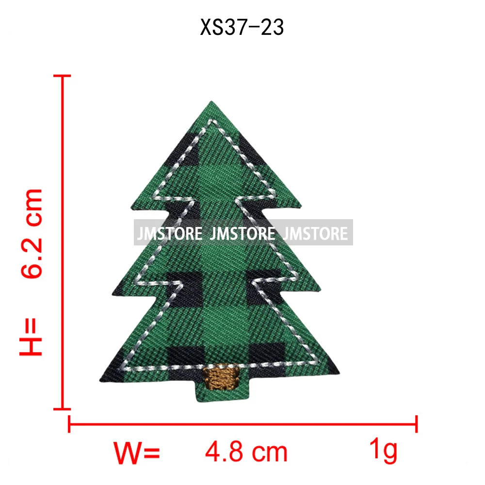 Red Checkered Christmas Icons Cozy Winter Season Lover Festive Decoration Embroidery Appliques Iron on Patches for Clothes Bags