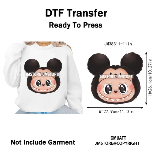 New Cartoon Costume Monster Dolls Lover DTF Printing Decals Iron on Washable Transfers Stickers Ready to Press for T-shirts