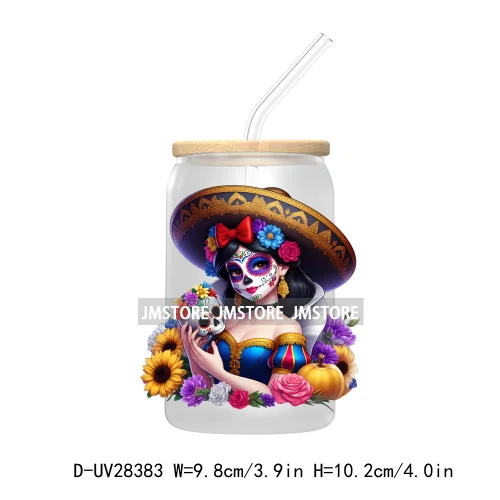 Mexican Little Princess UV DTF Transfer Stickers Decals For Libbey Cold Cups Mugs Tumbler Waterproof Craft Day of the Dead Girls