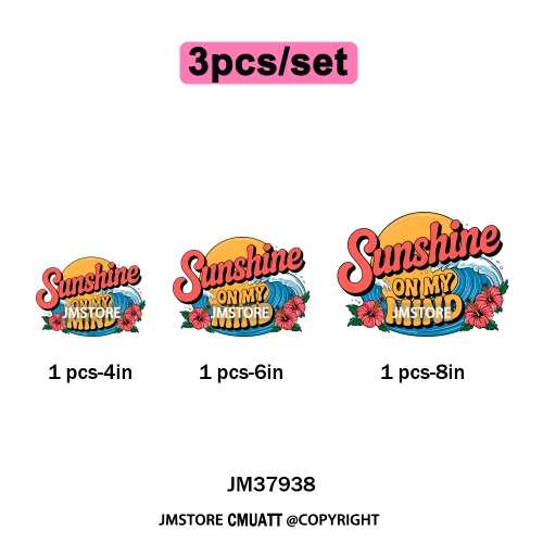 Funny Summer Quotes Sunset Palm Trees Beach Vacation Vibes Washable Iron on DTF Transfer Sticker Ready to Press for Textile Bags