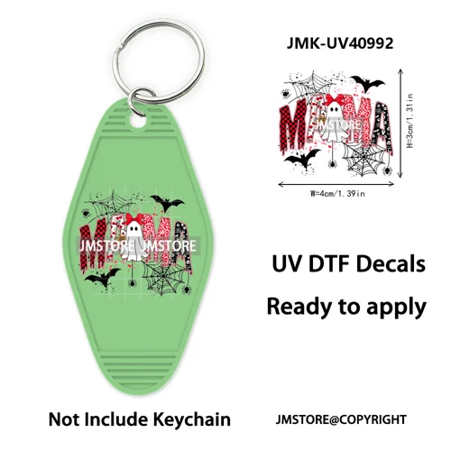 Mama Mini Halloween Spooky Ghosts UV DTF Motel Keychain Decal Ready To Ship Durable Transfer Stickers Prints For Hotel Keychain