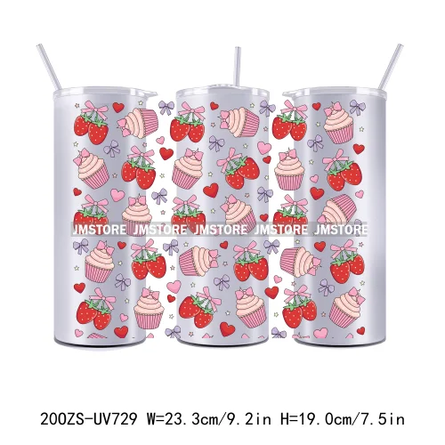 Positive Vibes Flower Strawberry Mushroom 20OZ UV DTF Straight Wrap Transfers Stickers Custom Labels Waterproof Logo For Tumbler