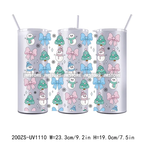 Seamless Christmas Santa Stocking UV DTF Tumbler Wraps Durable Ready To Apply Transfer Sticker For 20OZ Straight Skinny Tumblers