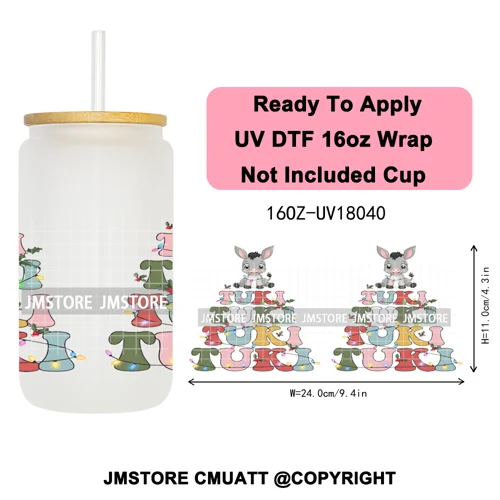 Feliz Navidad Christmas Mexican Food UV DTF Stickers Ready To Apply Cup Wrap High Quality Waterproof For 16OZ Libbey Can Glass