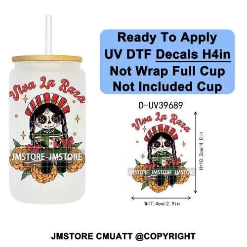 Mexican Conchas Spooky Ghost Concha UV DTF Decals Ready To Apply Waterproof Transfer Stickers Prints For 16OZ Libbey Glass Can